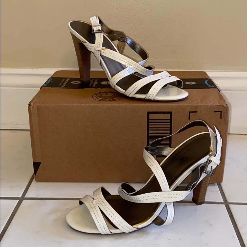 Strappy White Heels